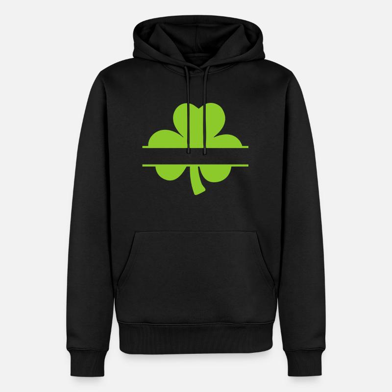 Kleeblatt mit Textfeld - Männer Premium Bio Hoodie - Schwarz
