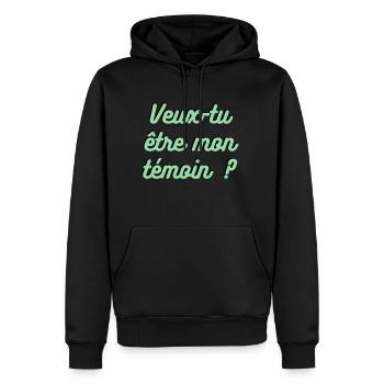 Témoin de mariage - Demande - Sweat à capuche Premium bio Homme - noir - Devant - Nico (187cm)