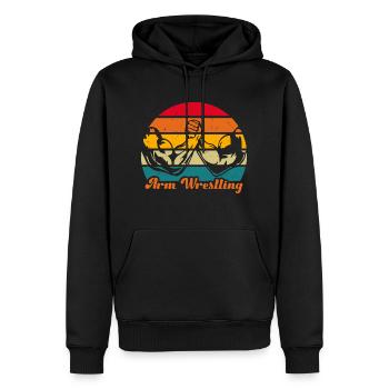 Entraînement bras de fer pour le tournoi pas de musculation - Sweat à capuche Premium bio Homme - noir - Devant - Nico (187cm)