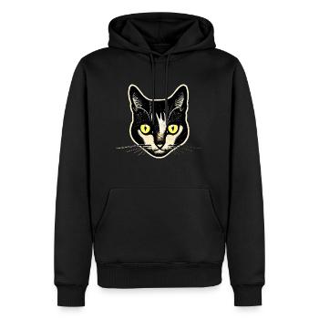 Richard le chat stylé en cadeau - Sweat à capuche Premium bio Homme - noir - Devant - Nico (187cm)