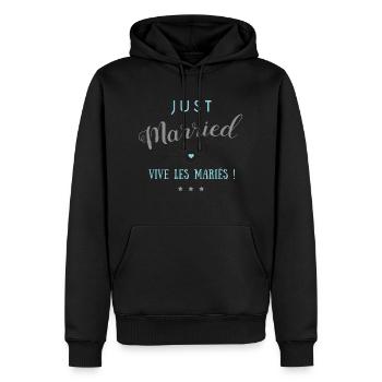 souhait02 - Sweat à capuche Premium bio Homme - noir - Devant - Nico (187cm)