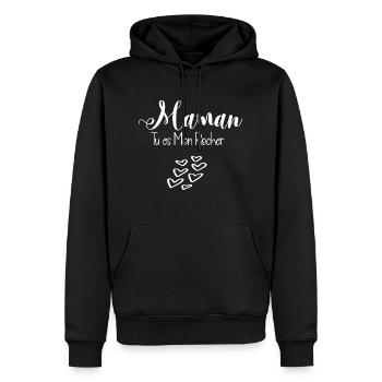 Maman Tu es mon rocher - Sweat à capuche Premium bio Homme - noir - Devant - Nico (187cm)