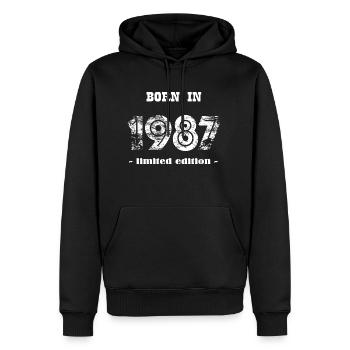 BORN IN 1987 - limited edition - Männer Premium Bio Hoodie - Schwarz - Vorne - Nico (187cm)