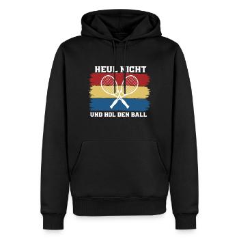 Heul nicht und hol den Ball - Männer Premium Bio Hoodie - Schwarz - Vorne - Nico (187cm)