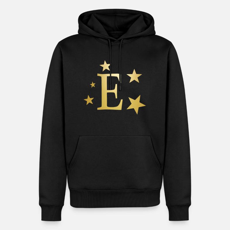 Lettre E avec étoiles - Sweat à capuche Premium bio Homme - noir