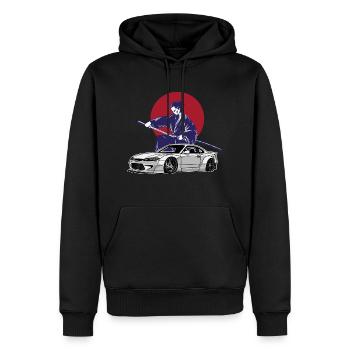S15 Silvia Sonne Drift Königin JDM Samurai - Männer Premium Bio Hoodie - Schwarz - Vorne - Nico (187cm)