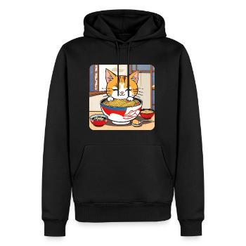 Cute asian cat and ramen noodles - Men’s Premium Organic Hoodie - black - Front - Nico (187cm)