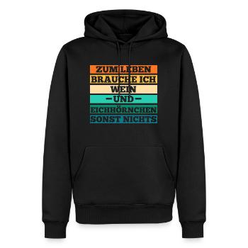 Wein Eichhörnchen - Männer Premium Bio Hoodie - Schwarz - Vorne - Nico (187cm)