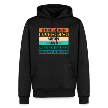 Wein Kaninchen Hase - Männer Premium Bio Hoodie - Schwarz - Vorne - Nico (187cm)