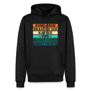 Kaffee Kaninchen Hase - Männer Premium Bio Hoodie - Schwarz - Vorne - Nico (187cm)