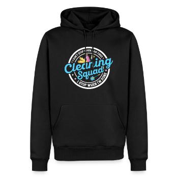 Escouade de nettoyage Je n’arrête pas l’entretien ménager - Sweat à capuche Premium bio Homme - noir - Devant - Nico (187cm)
