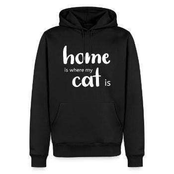 La maison est là où se trouve mon chat - Sweat à capuche Premium bio Homme - noir - Devant - Nico (187cm)