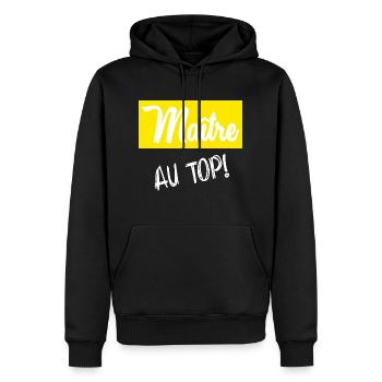 MEISTER. MEISTER. HUMOR - Männer Premium Bio Hoodie - Schwarz - Vorne - Nico (187cm)