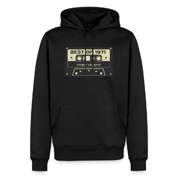 Cassette rétro 1971 vintage 1971 anniversaire 1971 - Sweat à capuche Premium bio Homme - noir - Devant - Nico (187cm)
