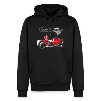 Schwalbe (rouge / pilote à deux temps) // Illustration - Sweat à capuche Premium bio Homme - noir - Devant - Nico (187cm)