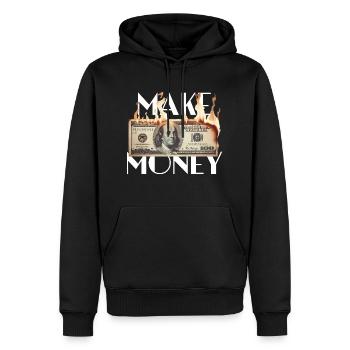 Make Money Geldschein - Männer Premium Bio Hoodie - Schwarz - Vorne - Nico (187cm)