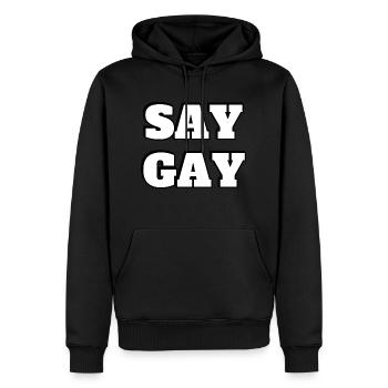 SAY GAY LGBTQ Accessoires de la fierté Droits LGBT - Sweat à capuche Premium bio Homme - noir - Devant - Nico (187cm)