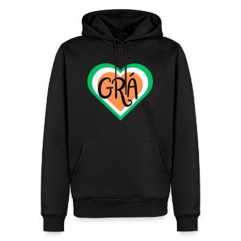 Grá - Irish Love design - Irish Flag - Men’s Premium Organic Hoodie - black - Front - Nico (187cm)
