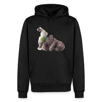 lapin ourson - Sweat à capuche Premium bio Homme - noir - Devant - Nico (187cm)