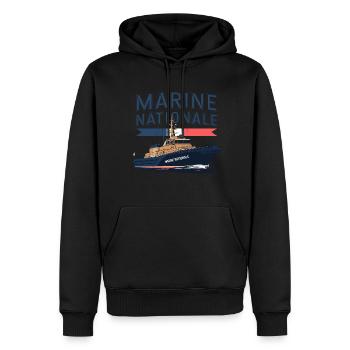 Marine Nationale - Sweat à capuche Premium bio Homme - noir - Devant - Nico (187cm)