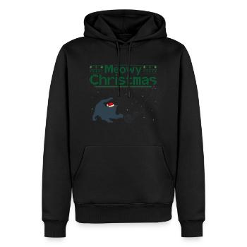 Miauige Weihnachten - Entzückende Katze mit Nikolausmütze - Männer Premium Bio Hoodie - Schwarz - Vorne - Nico (187cm)
