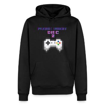PLEASE INSERT DISC 2 - Männer Premium Bio Hoodie - Schwarz - Vorne - Nico (187cm)