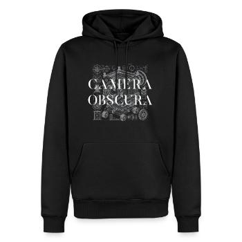 Kamera Obscura Blaupause Patentdesign - Männer Premium Bio Hoodie - Schwarz - Vorne - Nico (187cm)
