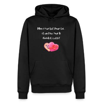 Humorvolle Schokoladen-Liebeserklärung - Männer Premium Bio Hoodie - Schwarz - Vorne - Nico (187cm)