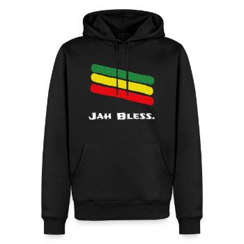 Jah Bénis. Rasta - Sweat à capuche Premium bio Homme - noir - Devant - Nico (187cm)
