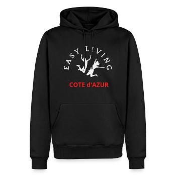 COTE d'AZUR - Männer Premium Bio Hoodie - Schwarz - Vorne - Nico (187cm)