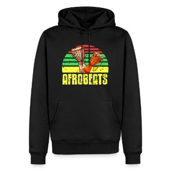 Retro Vintage Afrobeats Djembe Design T-Shirt - Männer Premium Bio Hoodie - Schwarz - Vorne - Nico (187cm)