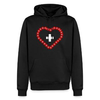 Cœur - Sweat à capuche Premium bio Homme - noir - Devant - Nico (187cm)