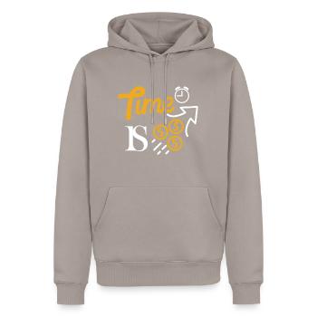 ZEIT IST GELD - Männer Premium Bio Hoodie - Taupe - Vorne - Nico (187cm)
