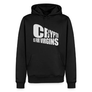 crypto is for virgins - Männer Premium Bio Hoodie - Schwarz - Vorne - Nico (187cm)