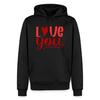 Love you - Männer Premium Bio Hoodie - Schwarz - Vorne - Nico (187cm)