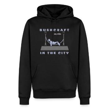bushcraft in the city - Men’s Premium Organic Hoodie - black - Front - Nico (187cm)