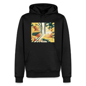 Tropical Yellow, and Green shapes 1 - Sweat à capuche Premium bio Homme - noir - Devant - Nico (187cm)