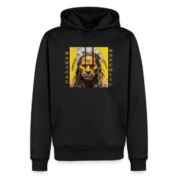 Radical Republic / Fierce Native Yellow - Sweat à capuche Premium bio Homme - noir - Devant - Nico (187cm)