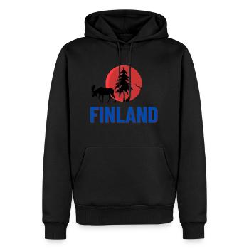 FINNLAND - Männer Premium Bio Hoodie - Schwarz - Vorne - Nico (187cm)