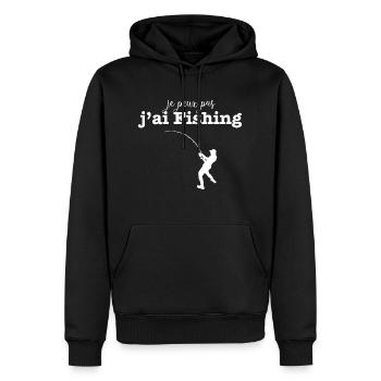 je peux pas j ai fishing - Sweat à capuche Premium bio Homme - noir - Devant - Nico (187cm)
