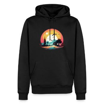 Coucher de soleil - Sweat à capuche Premium bio Homme - noir - Devant - Nico (187cm)