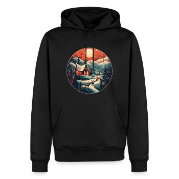 Noël Hiver Paysage - Sweat à capuche Premium bio Homme - noir - Devant - Nico (187cm)