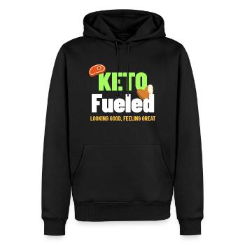 Keto Fueled Looking Good Feeling Great - Men’s Premium Organic Hoodie - black - Front - Nico (187cm)
