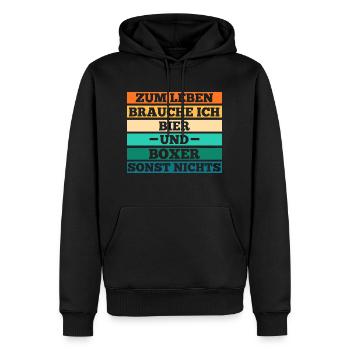 Hund Bier Deutscher Boxer - Männer Premium Bio Hoodie - Schwarz - Vorne - Nico (187cm)