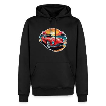 voiture vintage couché de soleil - Sweat à capuche Premium bio Homme - noir - Devant - Nico (187cm)