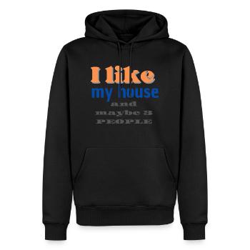 I like my house - Sweat à capuche Premium bio Homme - noir - Devant - Nico (187cm)