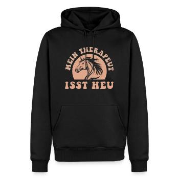 Mein Therapeut isst Heu - Männer Premium Bio Hoodie - Schwarz - Vorne - Nico (187cm)