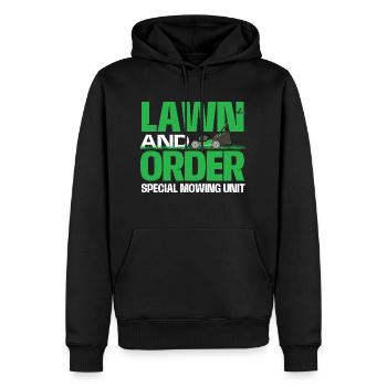 Lawn And Order Special Mowing Unit - Lawn Mower - Men’s Premium Organic Hoodie - black - Front - Nico (187cm)