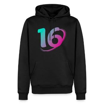 Numéro 16 multicolore - Sweat à capuche Premium bio Homme - noir - Devant - Nico (187cm)