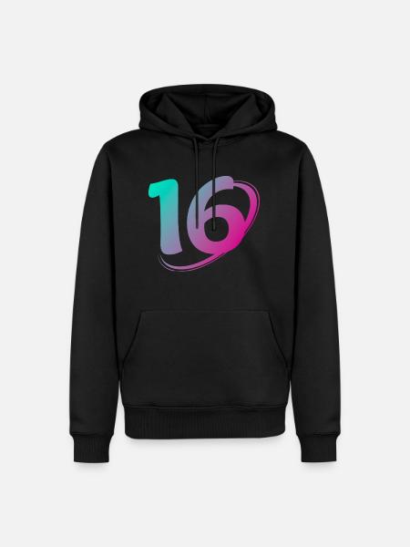 Nummer 16 Mehrfarbig - Männer Premium Bio Hoodie - Schwarz